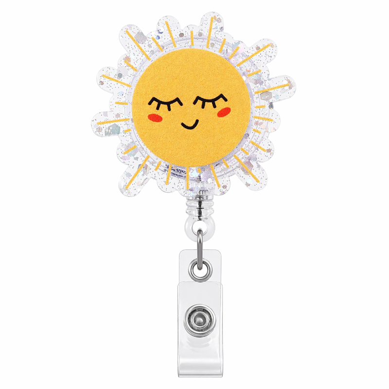 Cute Smiley Sun Retractable ID Badge Holder for Pediatric Nurses