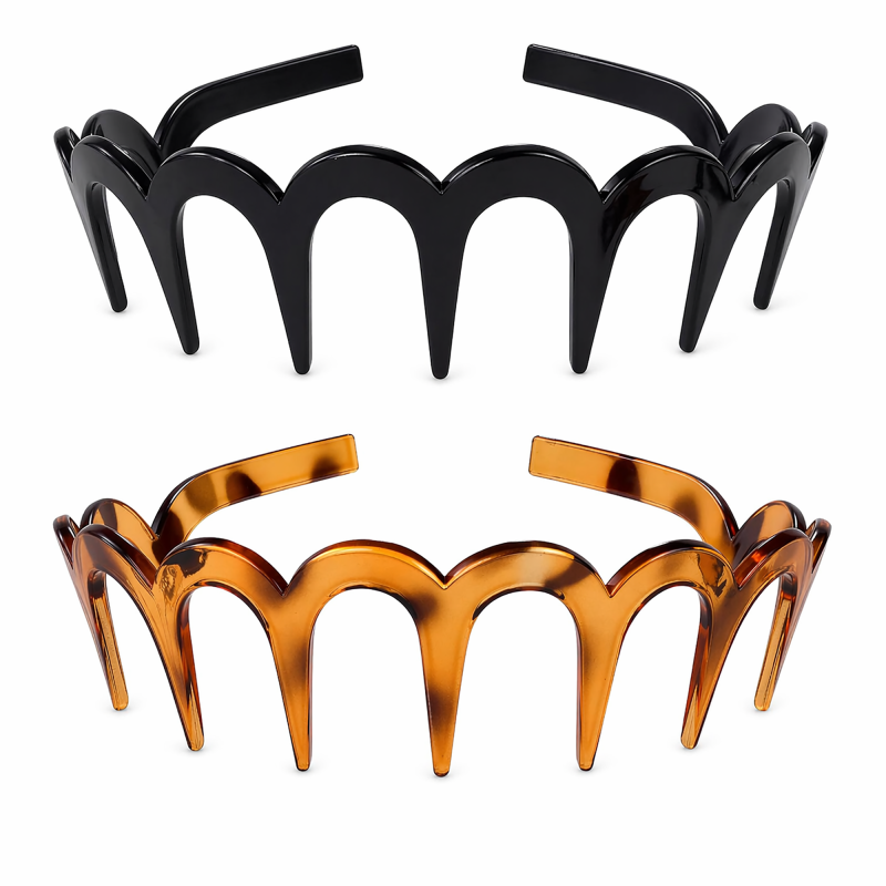 Zigzag Headbands for Women 2 Pack U-Shaped Hair Comb Headbands