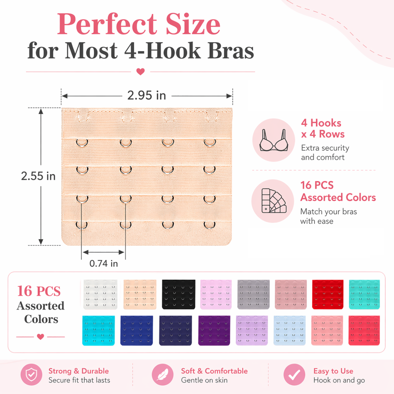 4 Hook Bra Extender Women's Soft and Comfortable Bra Extension
