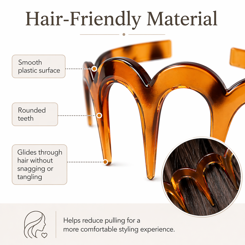 Zigzag Headbands for Women 2 Pack U-Shaped Hair Comb Headbands