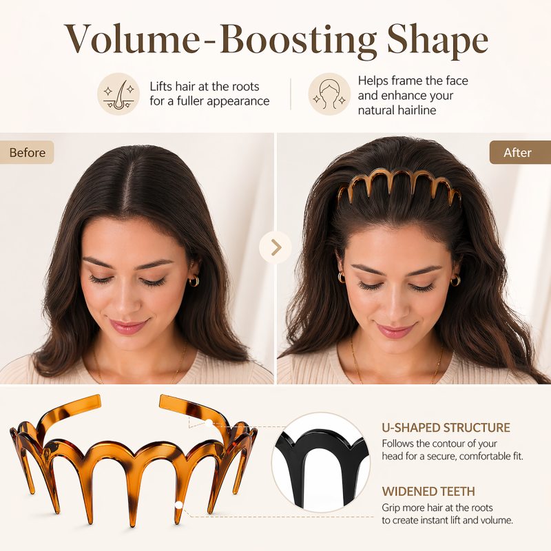 Zigzag Headbands for Women 2 Pack U-Shaped Hair Comb Headbands