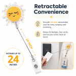 Cute Smiley Sun Retractable ID Badge Holder for Pediatric Nurses