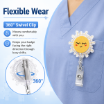 Cute Smiley Sun Retractable ID Badge Holder for Pediatric Nurses