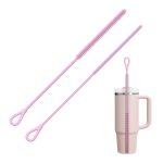Silicone Straw Cleaner Brush, 2Pcs Reusable Straw Brush Extra Long for Cleaning Tumbler