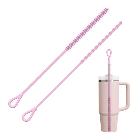 Silicone Straw Cleaner Brush, 2Pcs Reusable Straw Brush Extra Long for Cleaning Tumbler