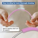 Silicone Straw Cleaner Brush, 2Pcs Reusable Straw Brush Extra Long for Cleaning Tumbler