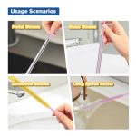 Silicone Straw Cleaner Brush, 2Pcs Reusable Straw Brush Extra Long for Cleaning Tumbler