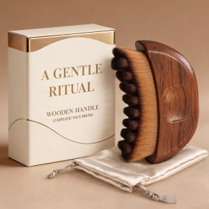 Lymphatic Contour Face Brush, Wooden Face Brush for Lymphatic Drainage