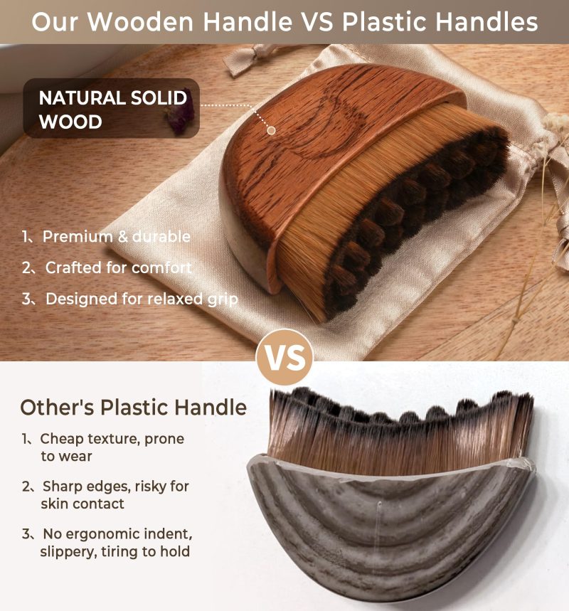 Lymphatic Contour Face Brush, Wooden Face Brush for Lymphatic Drainage
