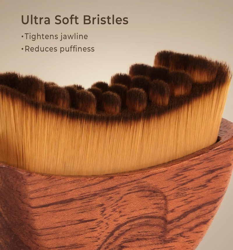 Lymphatic Contour Face Brush, Wooden Face Brush for Lymphatic Drainage