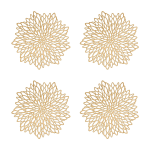 Set of 4 Round Placemats Gold, Heat-Resistant PVC Table Mats