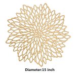 Set of 4 Round Placemats Gold, Heat-Resistant PVC Table Mats