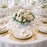 Set of 4 Round Placemats Gold, Heat-Resistant PVC Table Mats
