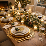Set of 4 Round Placemats Gold, Heat-Resistant PVC Table Mats